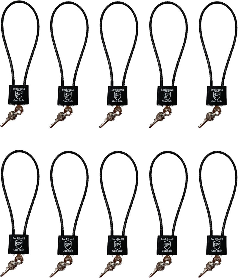 lockforall Cable Gun Locks with Keys Hunting Sports- Keyed Alike 15" Cable Gun Safe Lock CA DOJ Approved for Pistols, Handguns, Rifles, and Shotguns, Home, Storage Firearm Locking and Safety - Image 1